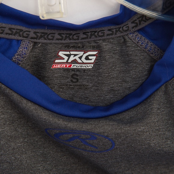 Rawlings Heat Fusion Power Balance 3/4 sleeve top gray and blue in Adult small - Picture 5 of 6